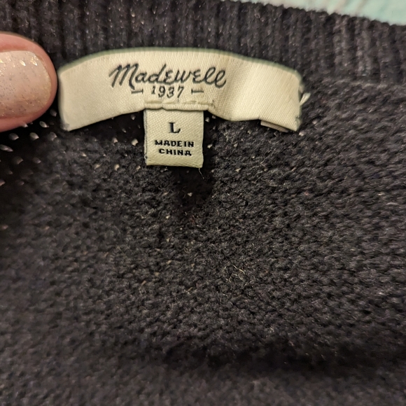 Madewell Chronicle Texture Pullover Sweater Black and Grey Colorblock Size L - Picture 3 of 14